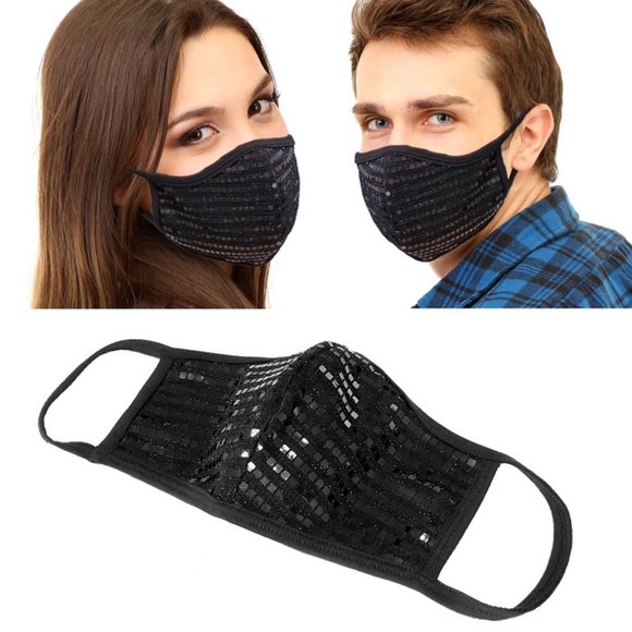 Accessories - NEW Black Shiny Sequins Face Mask Women Men